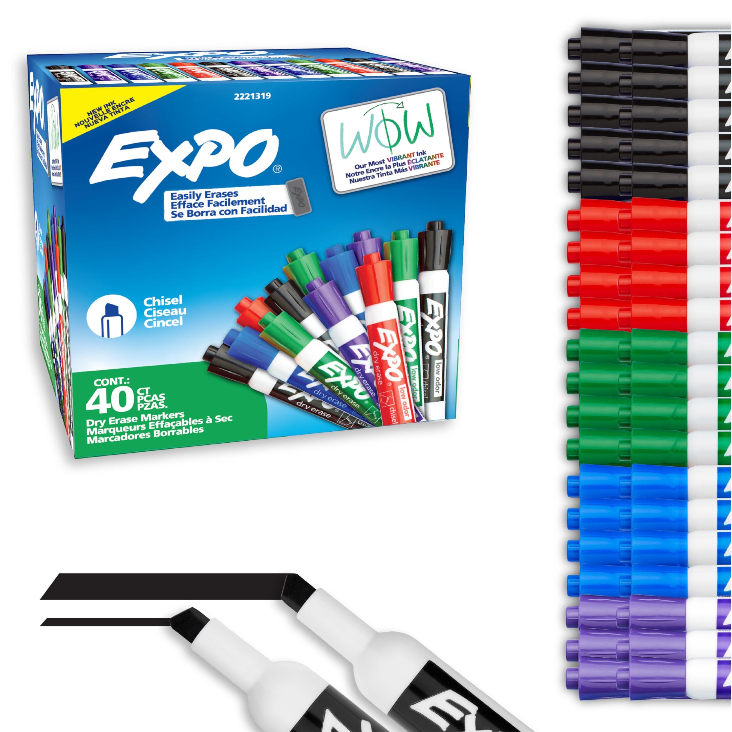 EXPO Dry Erase Markers, Low Odor Ink, Chisel Tip, 40 Count - Whiteboard, Calendar, Organization, Essential Supplies for Office, School, Classroom, Teachers image