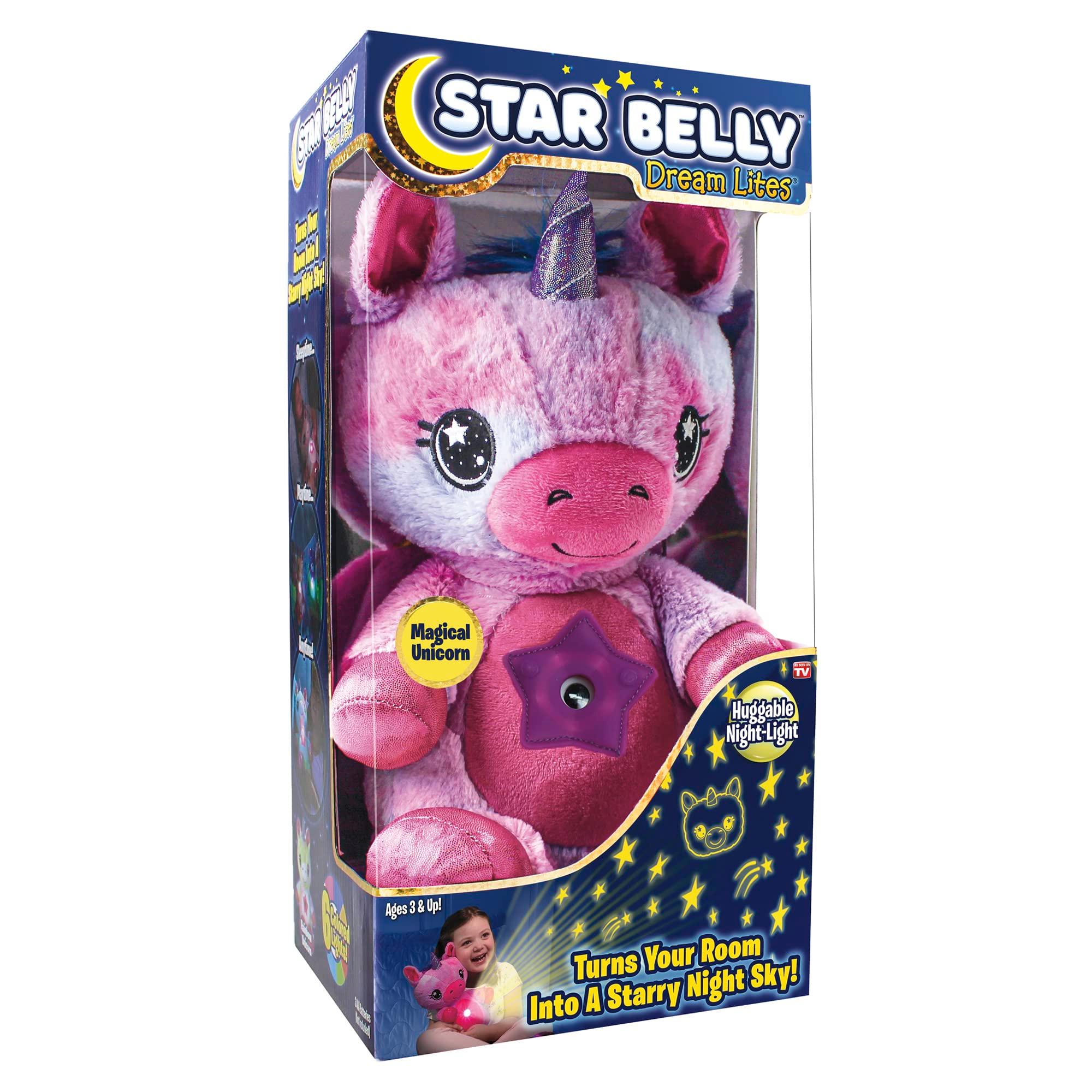 Ontel Star Belly Dream Lites, Stuffed Animal Night Light, Magical Pink And Purple Unicorn - Projects Glowing Stars & Shapes In 6 Gentle Colors, As Seen On TV image