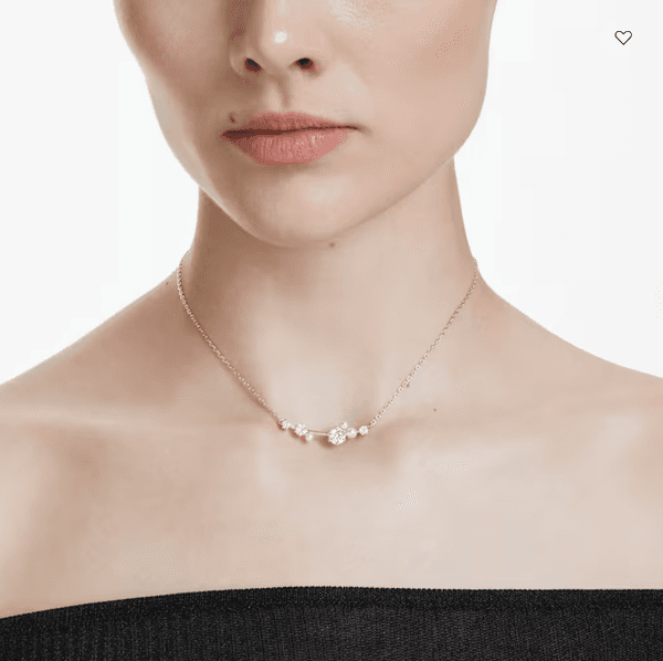 Swarovski Constella necklace, Crystal pearl, Round cuts, White, Rhodium plated image