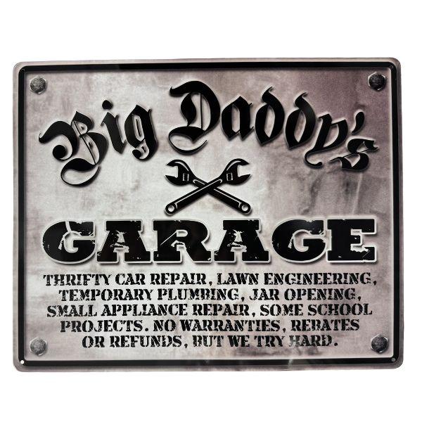 Metal Tin Wall Art - #98322Y - Big Daddy Garage - 15"x12" - Metal Signs - PreDrilled Holes - 10 For $35.00 image