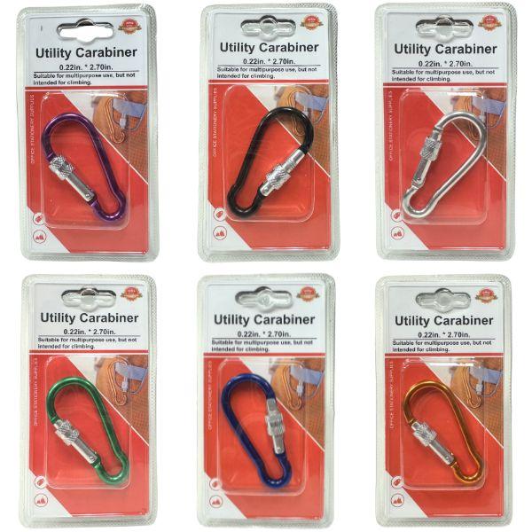 Utility D-Clip Carabiners - Multi-Use With Locking Spring Load - Colors Vary image