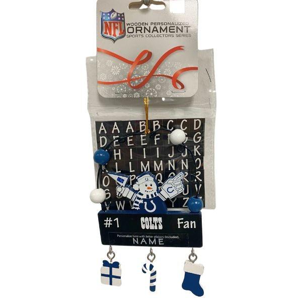 Indianapolis Colts Snowman Ornaments - Wooden #1 Fan PC Sign Style image