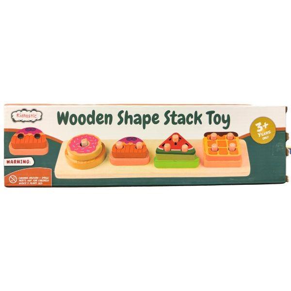 Kidtastic Stack Toy - STEM Play - Wooden Shape Stack Toy Set image