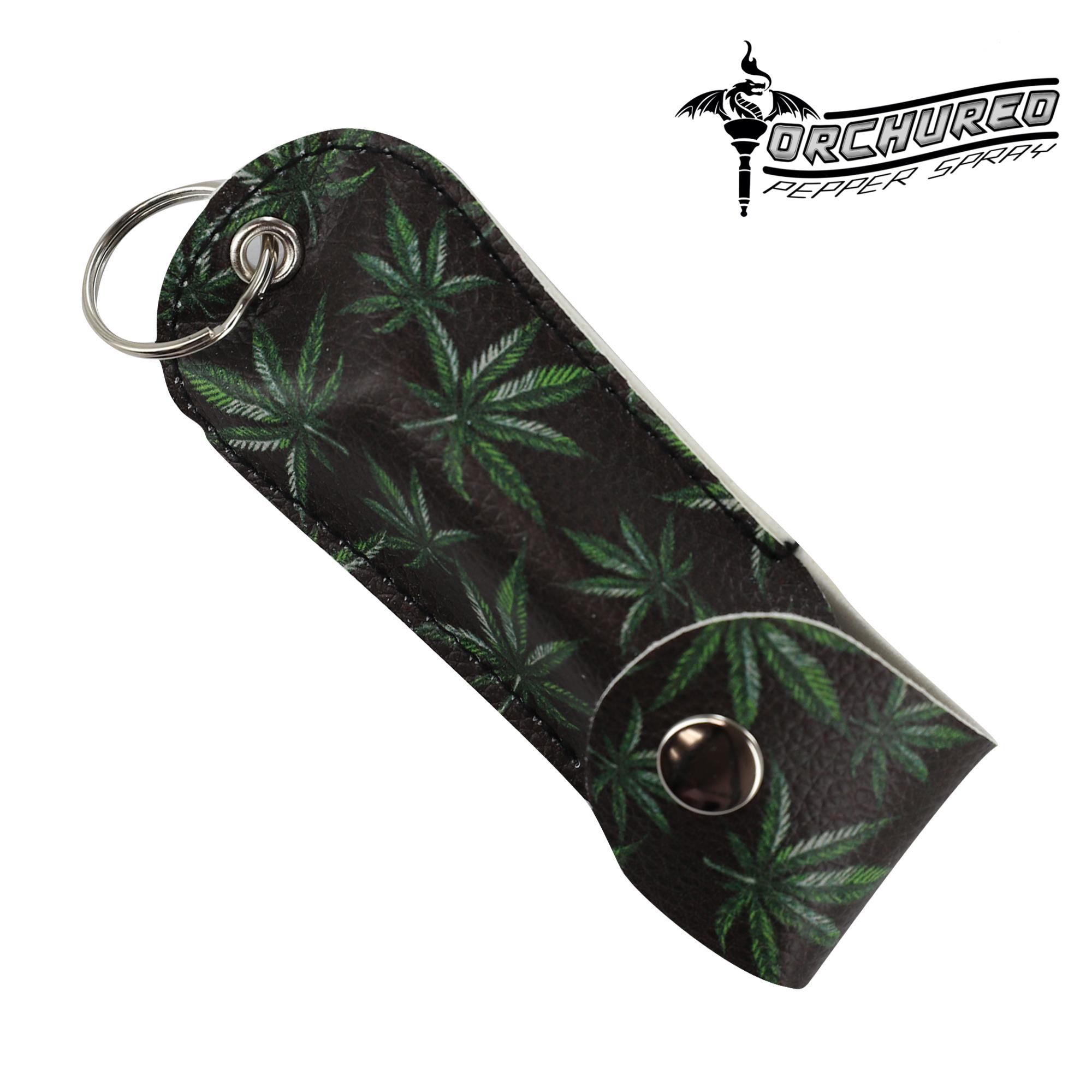 TORCHURED‚Ñ¢ Police Grade Maximum Strength Pepper Spray Keychain | Black W/ Green Leaf Pattern | image