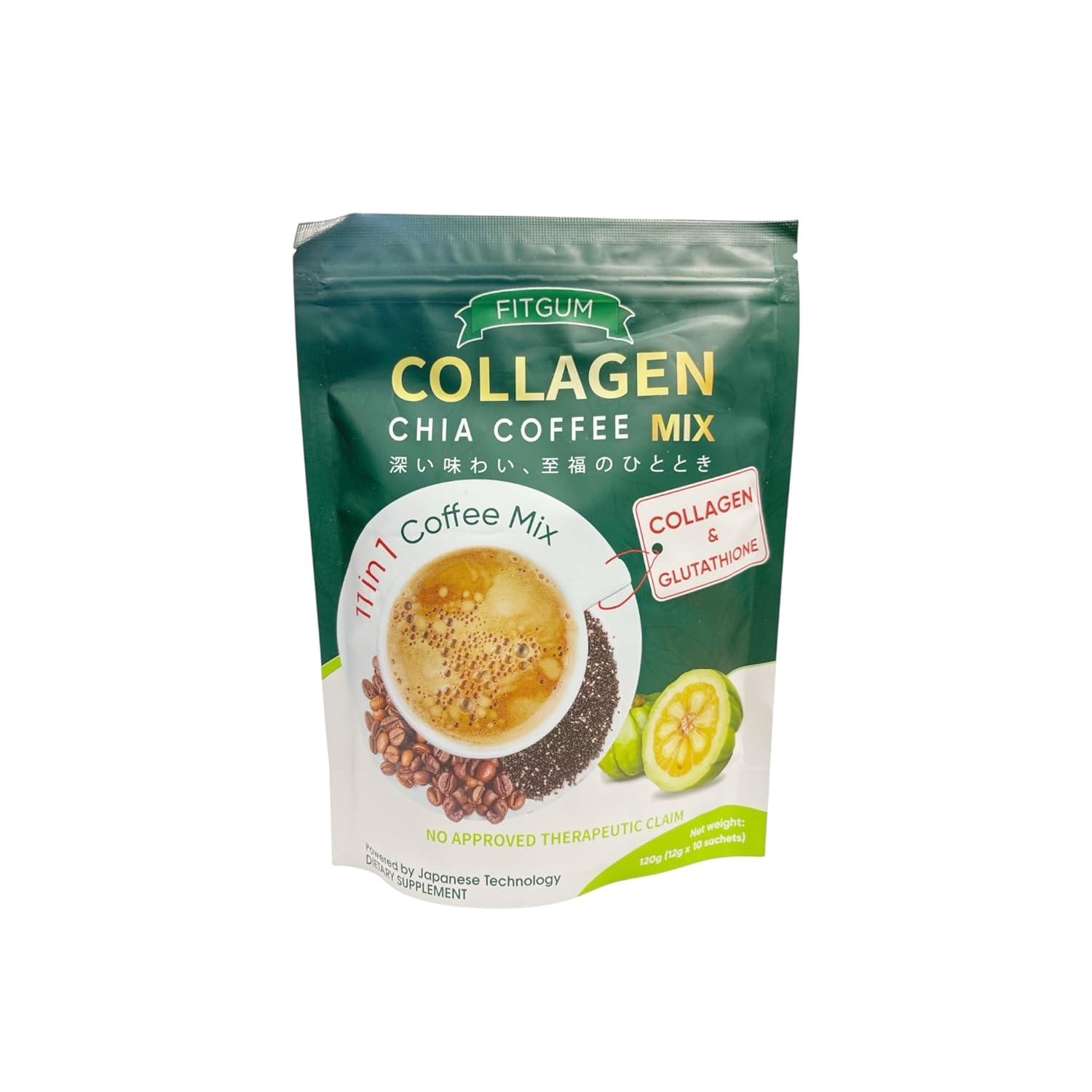 FIT GUM 20X Collagen Chia Coffee – 11 in 1 Coffee Mix (10 Sachets x 12g) image