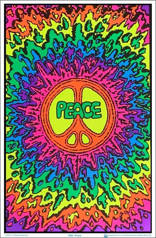 Psychedelic Peace Flocked Blacklight Poster - 23" x 35" image