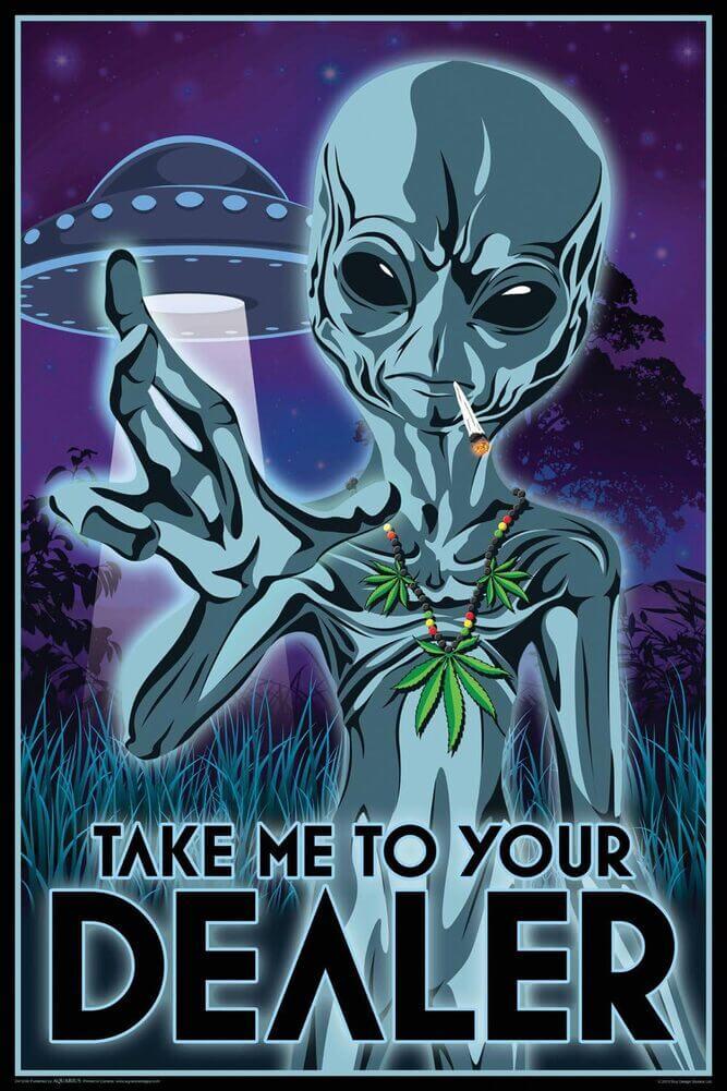 Take Me to Your Dealer Alien Weed Poster - 24" x 36" image