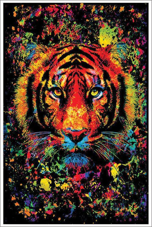 Tiger Splatter Non-Flocked Blacklight Poster - 24" x 36"