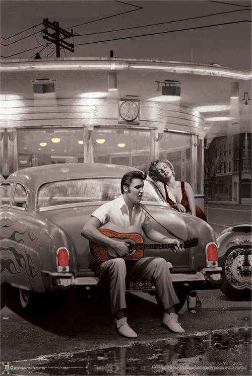 Legendary Crossroads - Marilyn & Elvis Poster - 24" x 36" image