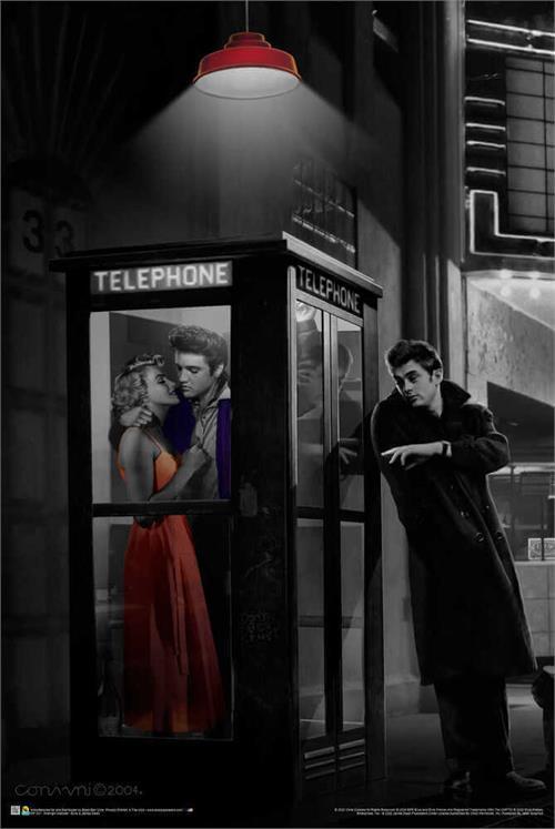 Midnight Matinee - Elvis & James Dean Poster - 24" x 36" image