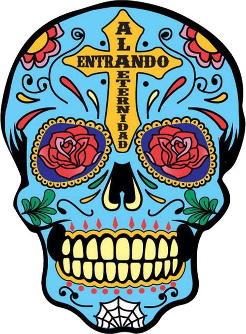 Blue Day of the Dead Sugar Skull - Large - 4.5" x 6" - Die Cut Sticker image