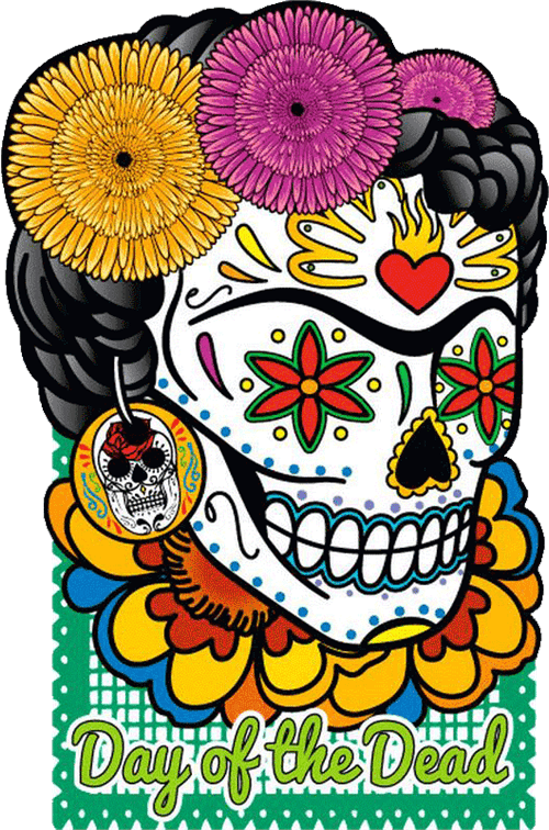 Day of the Dead Frida Skull - Large - 4.5" x 6" - Die Cut Sticker image
