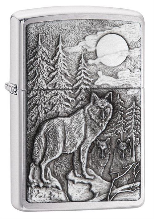 Timber Wolves Emblem - Brushed Chrome Zippo Lighter image