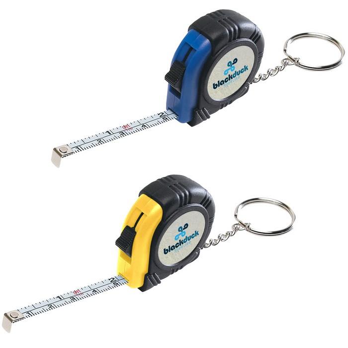 Rubber Tape Measure Key Tag With Laminated Label and custom imprint image
