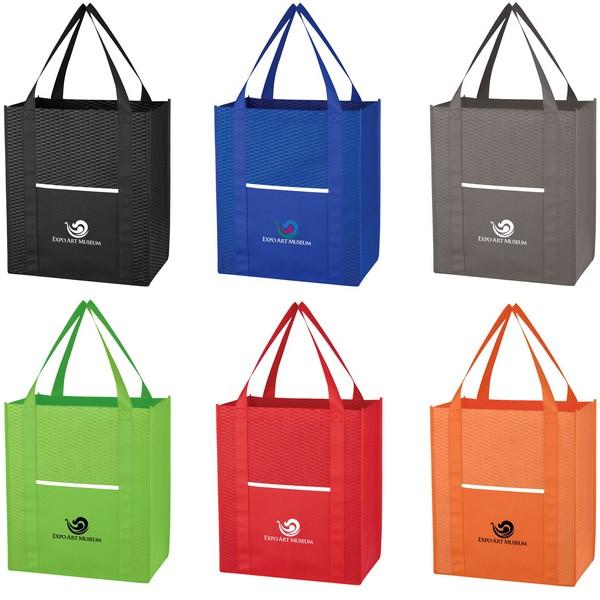 Non-Woven Wave Shopper Tote Bag With Custom Imprint image