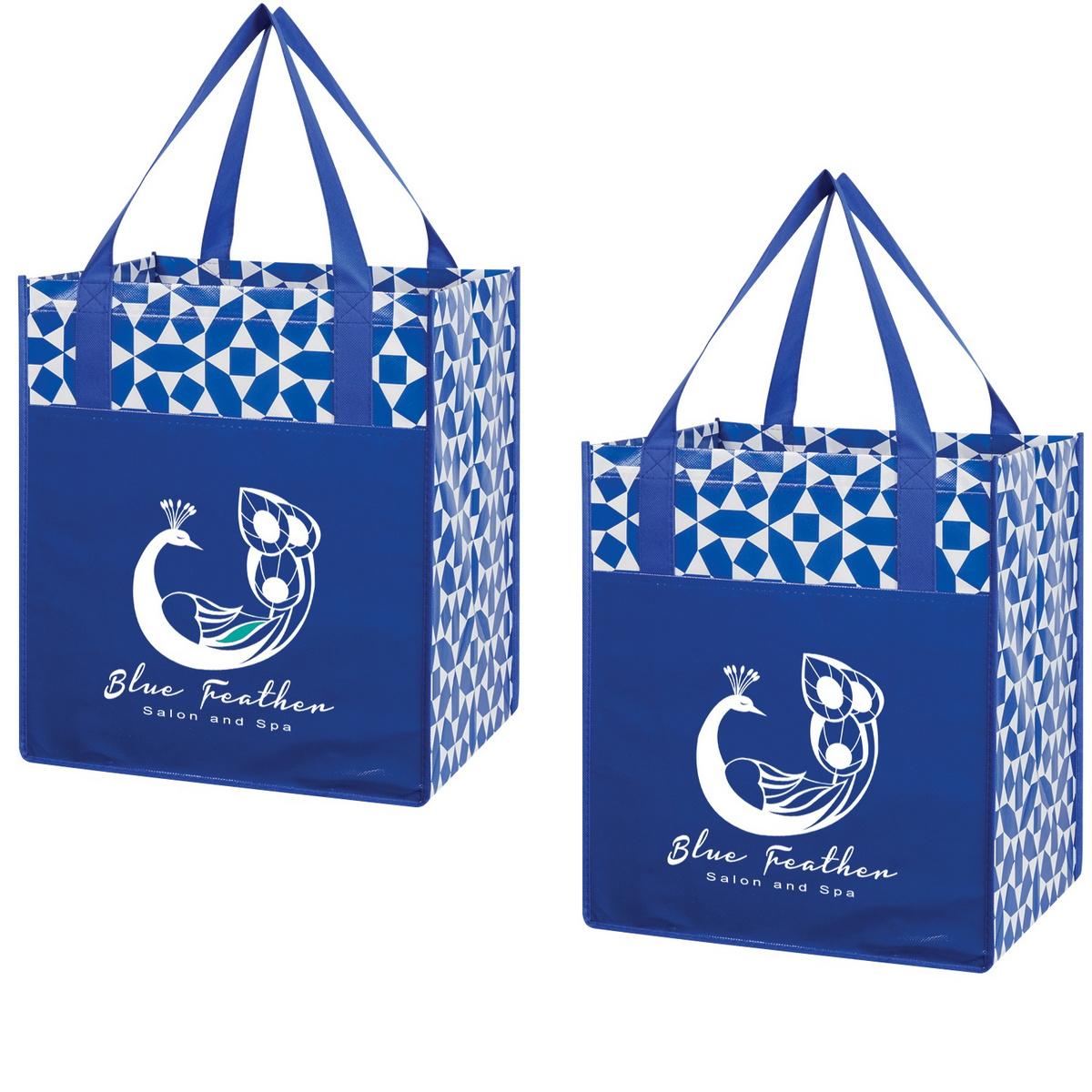 Non-Woven Geometric Shopper Tote Bag With Custom Imprint image
