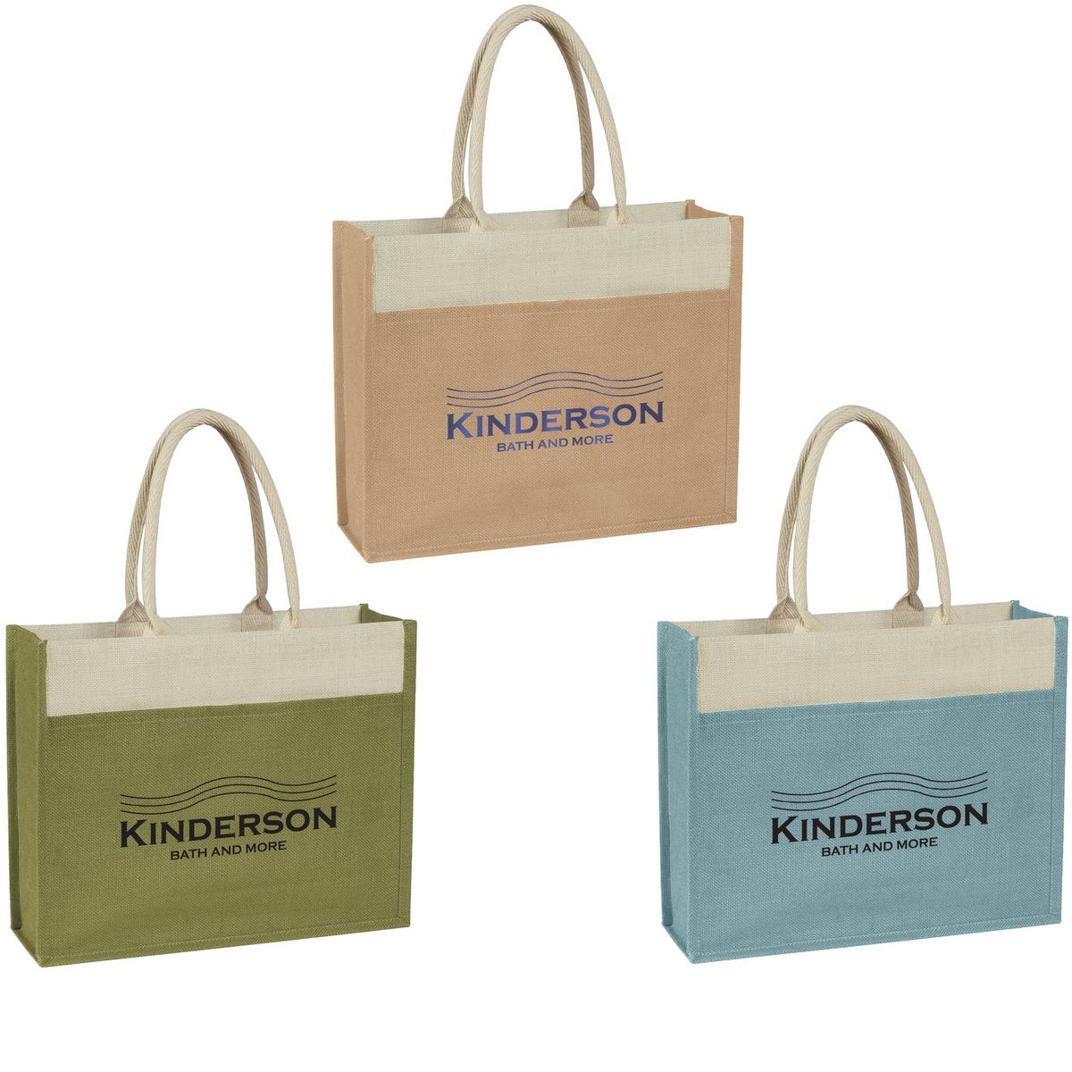 Jute Tote With Front Pocket And Custom Imprint image
