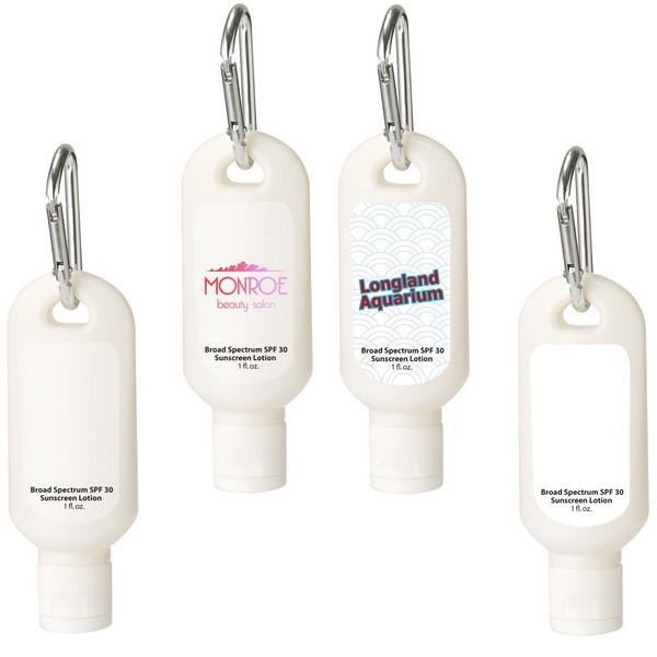 1 Oz. SPF 30 Sunscreen With Carabiner And Custom Imprint image