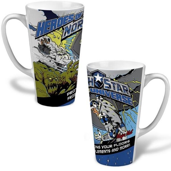 16 Oz. White Tall Latte Ceramic Mug With Full Color Custom Imprint image