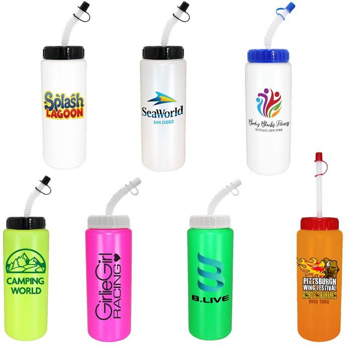 32 oz. Sports Bottle with Flexible Straw and Custom Imprint image