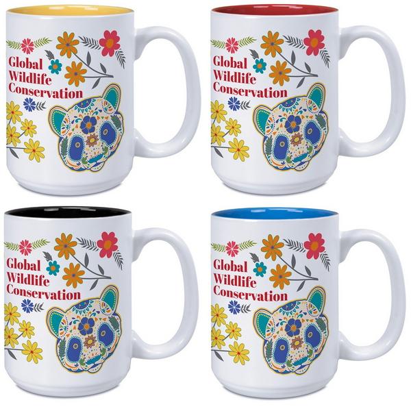 15 Oz. White Matte Two-Tone Ceramic Mug With Full Color Custom Imprint image