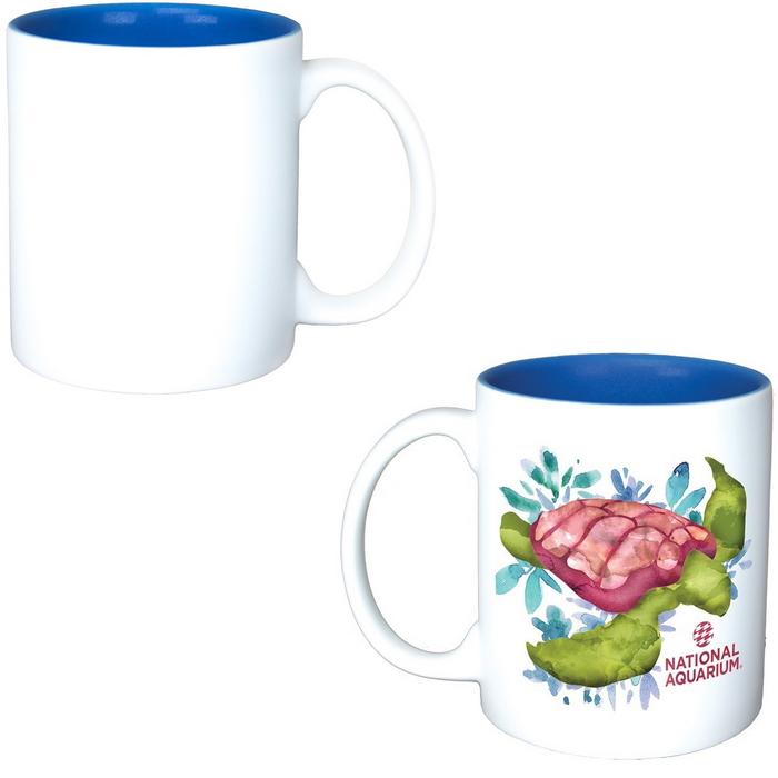 11 Oz. Matte Two-Tone White Ceramic Mug With Full Color Custom Imprint image