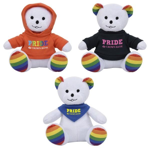 6 Plush Rainbow Bear with Custom Imprint image