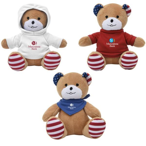 6 Plush Patriotic Bear with Custom Imprint image