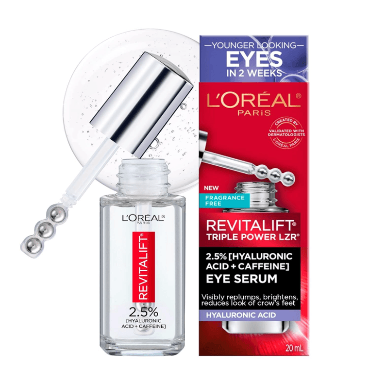 L'Oreal Paris Revitalift Derm Intensives Hyaluronic Acid + Caffeine Hydrating Eye Serum, 0.67 Fl. Oz. image