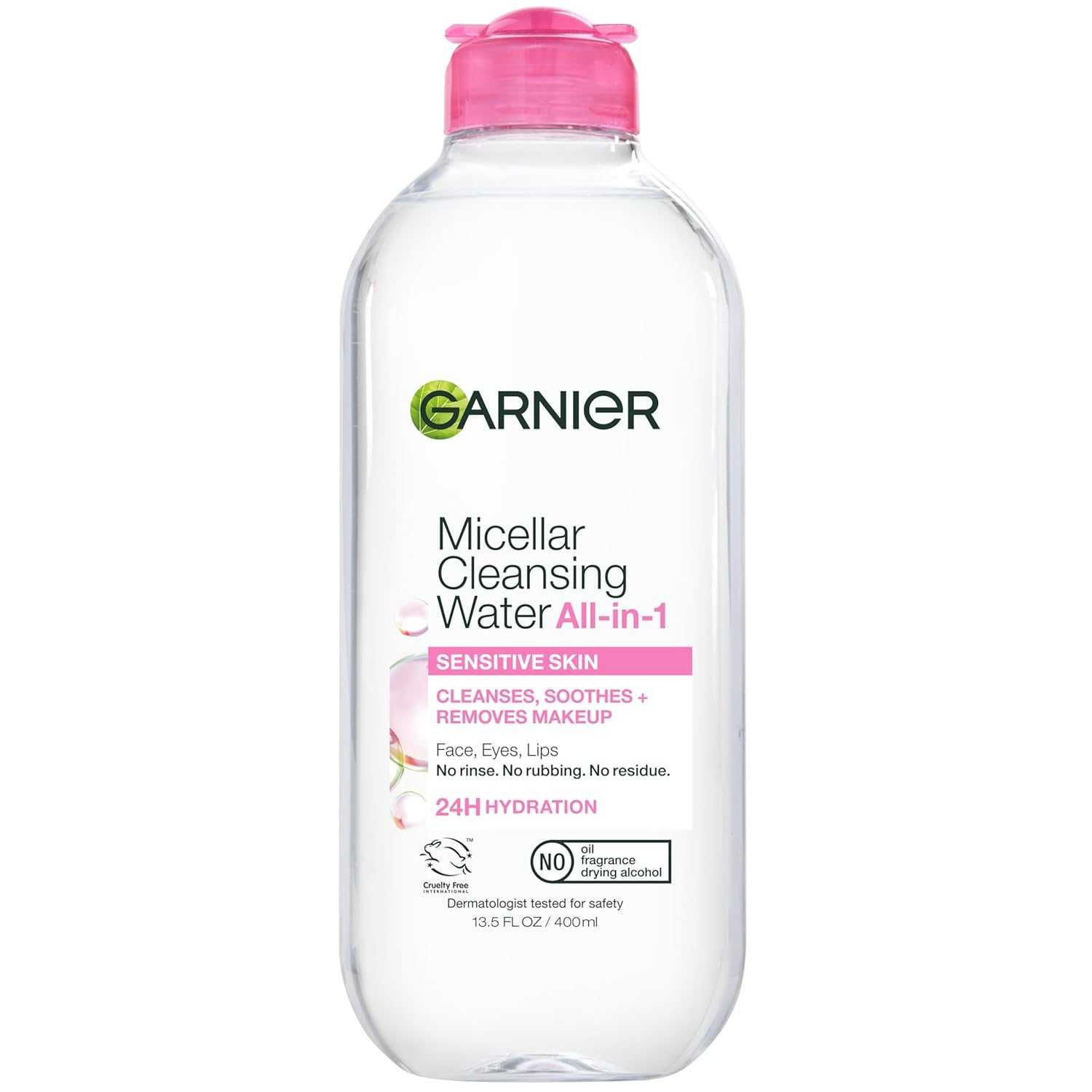 Garnier Micellar Water, Hydrating Facial Cleanser & Makeup Remover, Suitable for Sensitive Skin, Vegan, Cruelty Free, 13.5 Fl Oz (400mL), 1 Count image