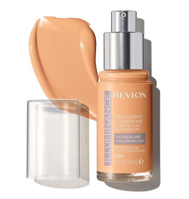 Revlon Illuminance Skin-Caring Liquid Foundation, Hyaluronic Acid, Hydrating and Nourishing Formula with Medium Coverage, 305 Medium Sand, 1 fl oz image