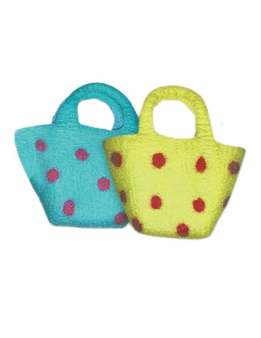 TURQUOISE BASKET DESIGN & DOTTED FELT HAND BAG image
