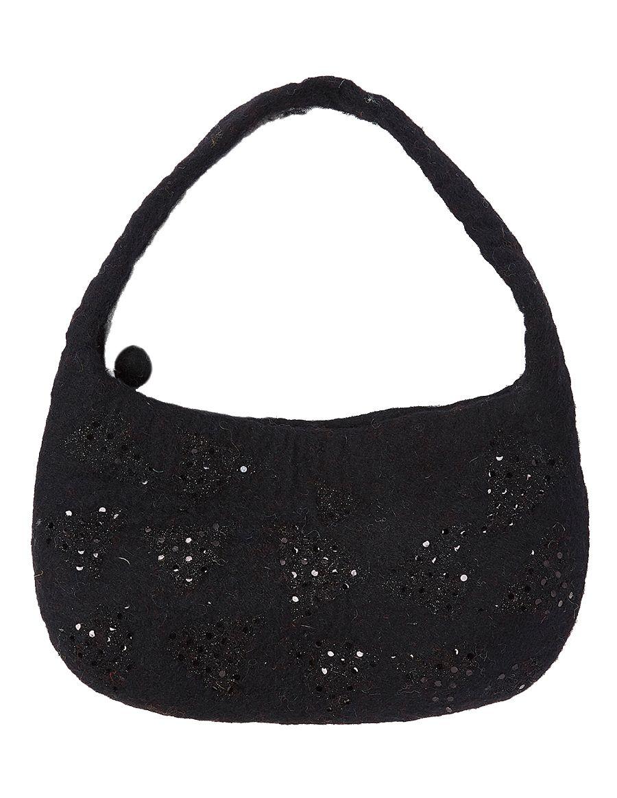 WHITE FELT SHINY HAND BAG image