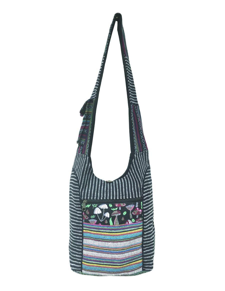 Mushroom Printed Cotton Tribal Hobo Bag image