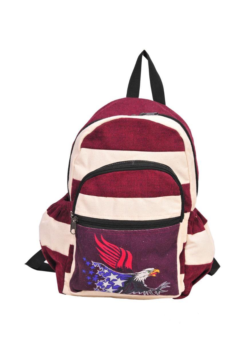 American Flag Bald Eagle Hemp Back Pack image