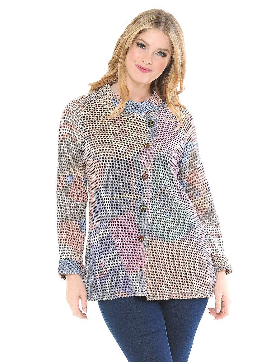 Button Front Turtle Neck Top sttest15426