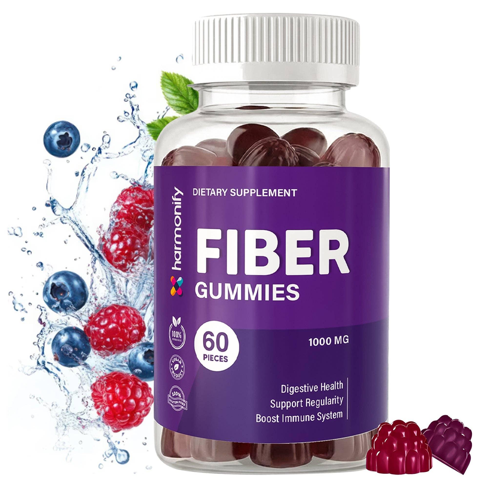 HARMONIFY Fiber Gummies 5g Soluble Fiber Per Serving | Daily Dietary Fiber Supplement for Digestive Health & Gut Support | Low Calorie, Polydextrose Formula | 60 Gummies – 30 Day Supply