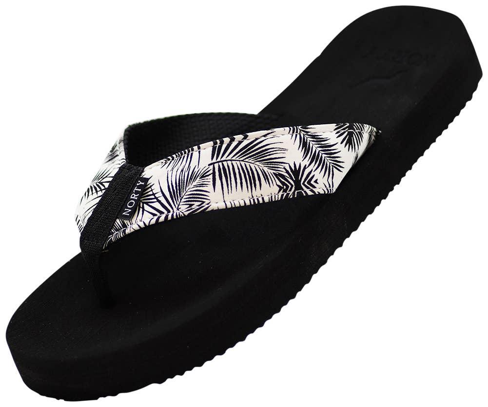 Norty Womens Resort Sandal Flip Flop Silver Palm Prepack image