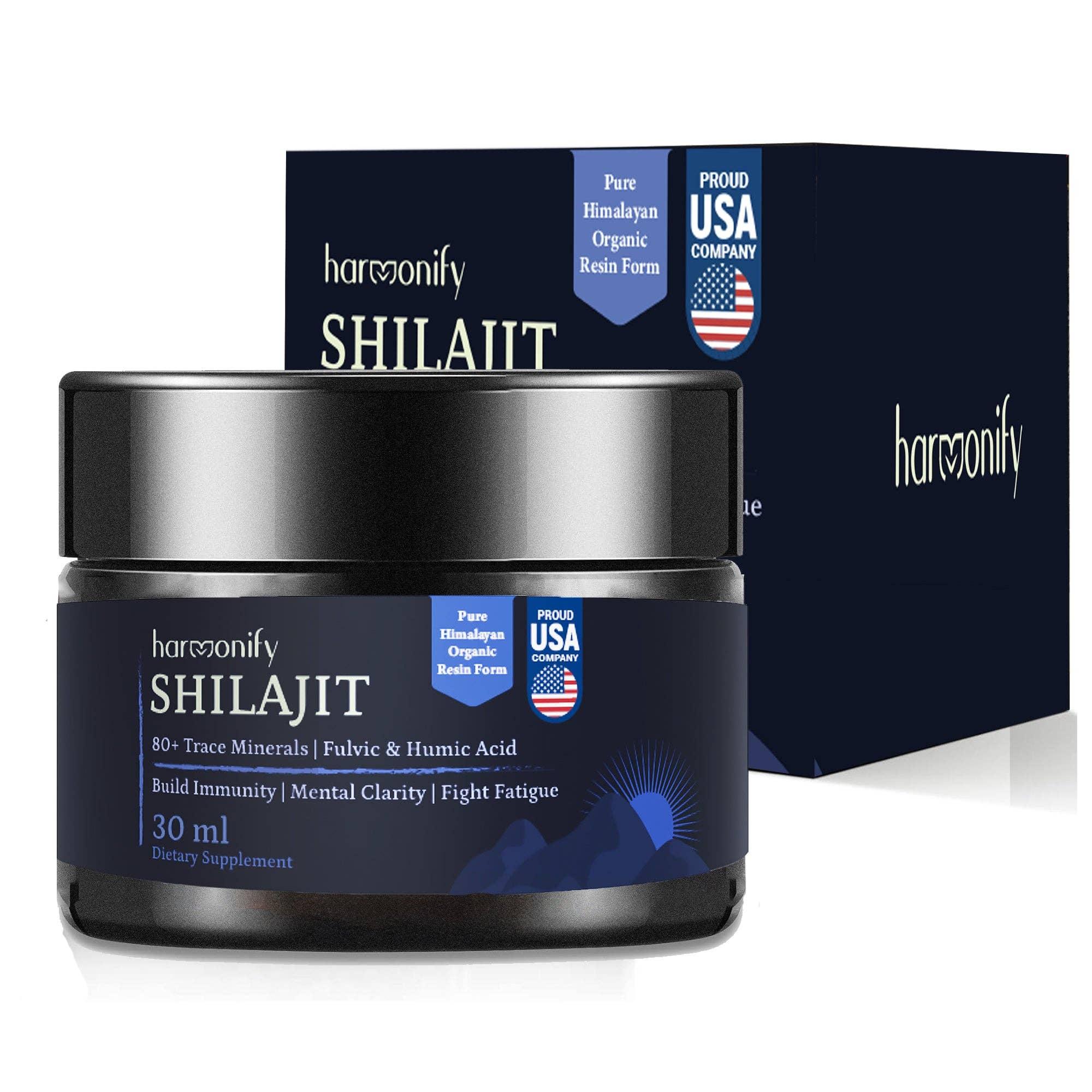 HARMONIFY Shilajit Resin, Pure Himalayan Shilajit Gold Grade 100% Pure Shilajit with Fulvic Acid & 80+ Trace Minerals Complex for Energy & Immune Support, 60 Day Servings image