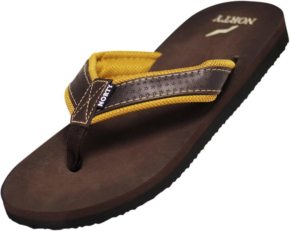 Norty Mens Flip Flop Sandal Brown Prepack 11100 image