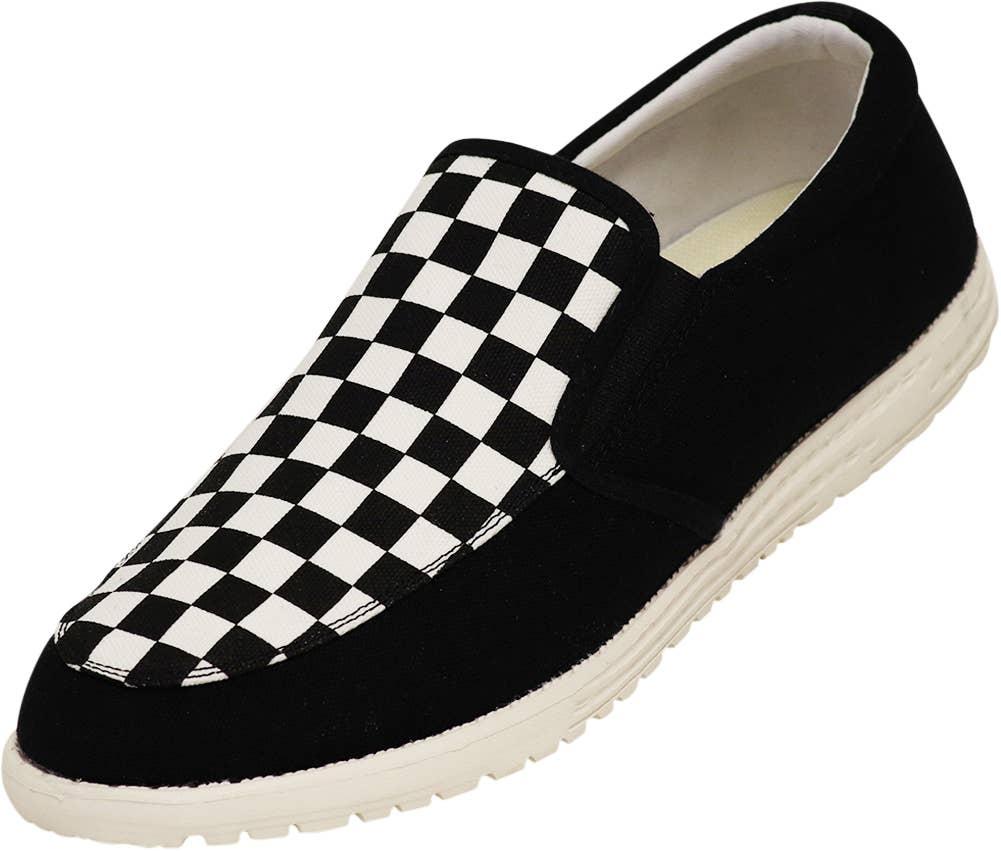 Norty Mens 8-13 Black White Slip-On Boat Shoes 15691 Prepack image