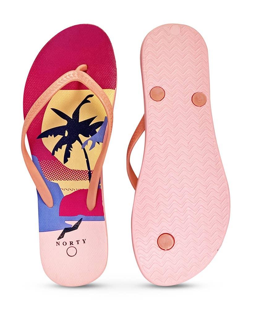 Norty Womens EVA Flip Flop Sandal Sunset Palm Prepack 22019B image