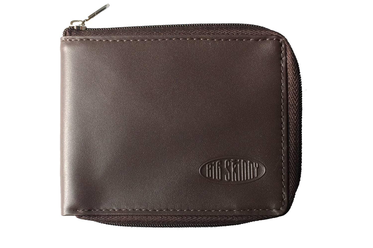 Leather Zipfold Bifold Wallet - Brown image