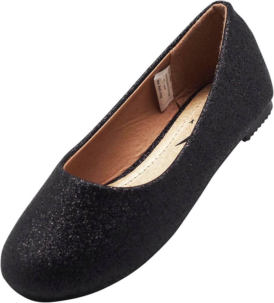 NORTY Girls 12-4 Black Glitter Ballet Flats 18050 Prepack image