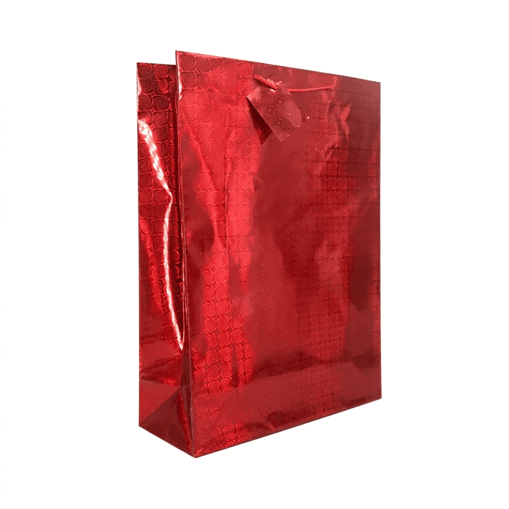 Holographic Red Gift Bags Jumbo XL, 17 Inch x 13 Inch x 5 Inch, Wholesale image