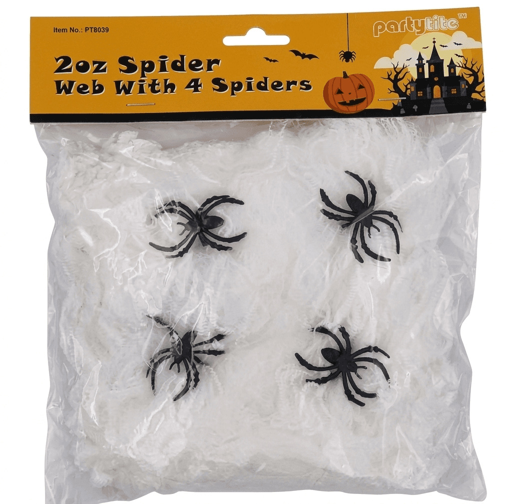 2 oz Stretchable Halloween Cobweb Decoration with 4 Spiders, Wholesale image