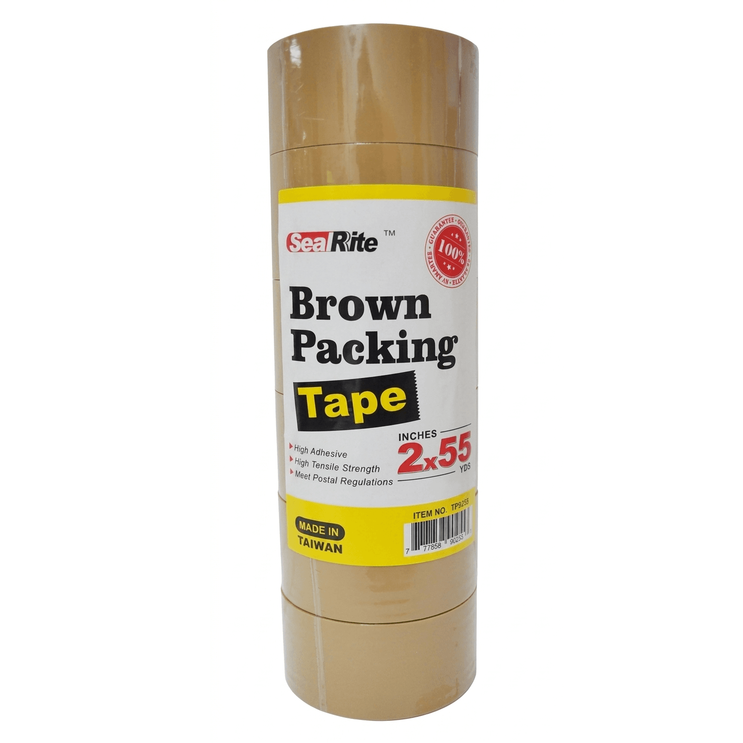 SealRite Brown Packing Tape, 6-Pack Retail Units, 2 Inch x 55 yd, Wholesale