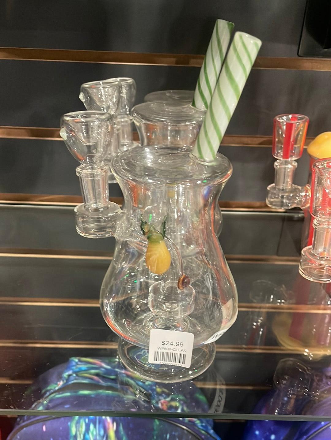 Water Pipe with Ice-cream cup and straw design | 8 Inch | WP600-CLEAR image