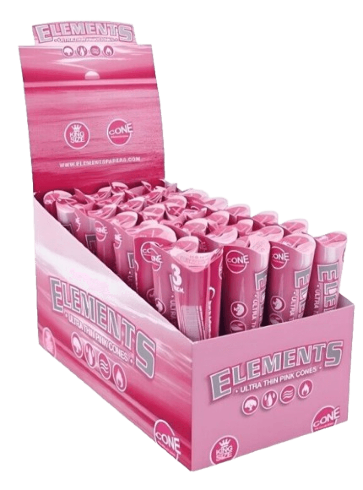 Elements - 1 1/4 ultra thin pink cones | 6pack | 32packs/Box | BOX image