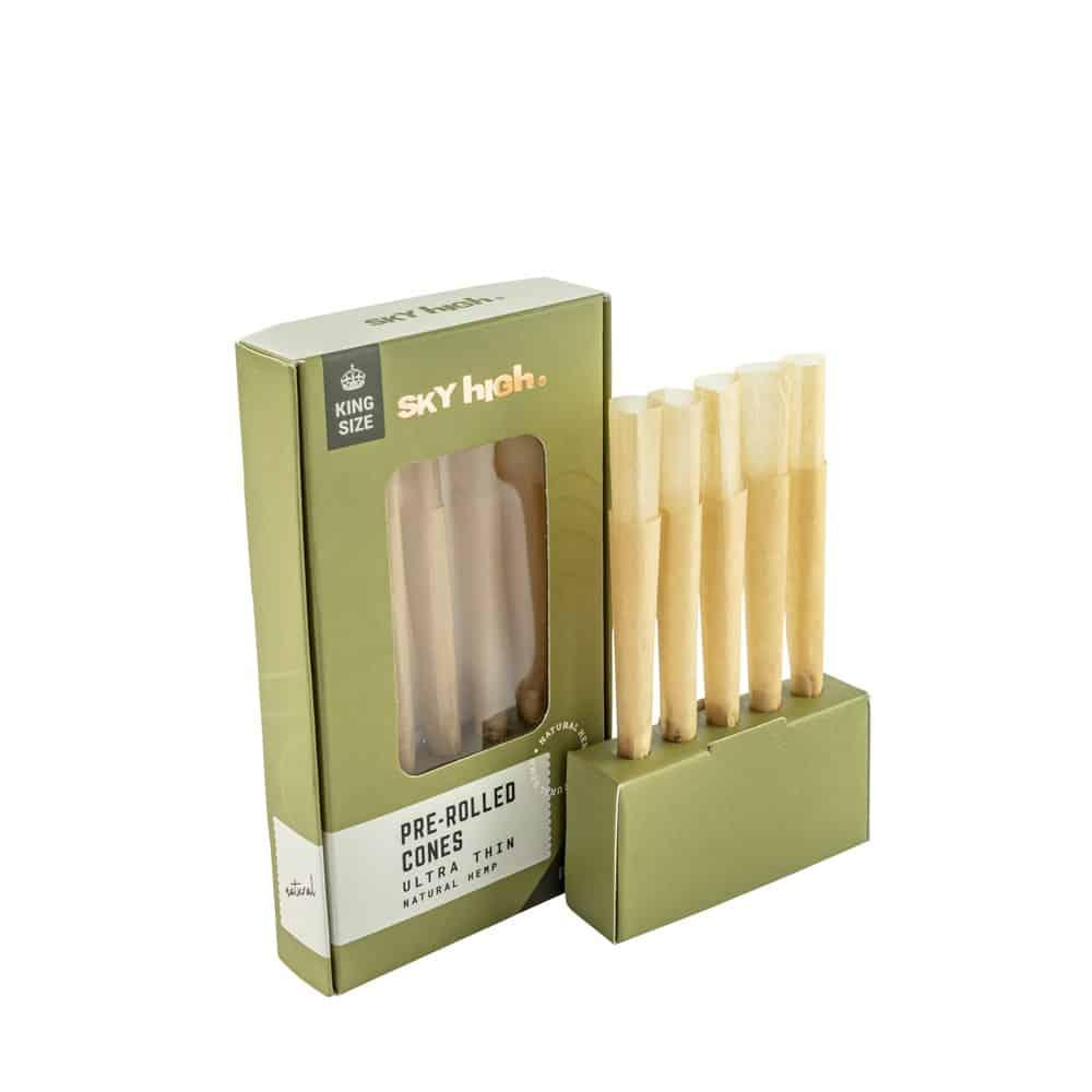 SKY HIGH - Pre-rolled Cones | Ultra Thin Natural Hemp | 10Packs|Cone Filler & Cone Packer Included image
